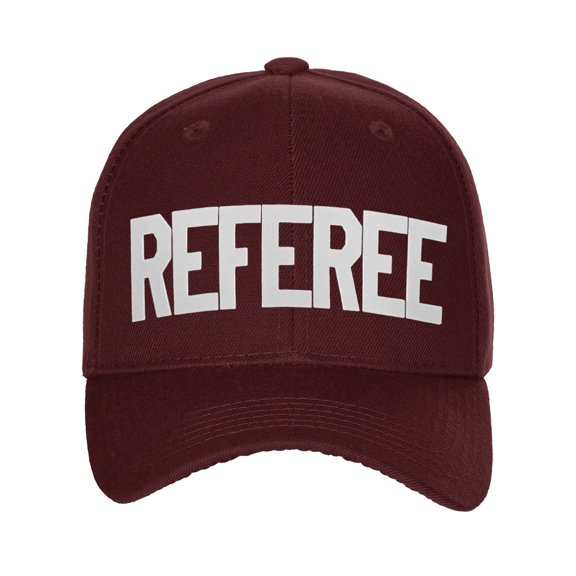 Sport Classic Baseball Hat Custom Referee Letters Structured Cap, Burgundy Hat White Letters