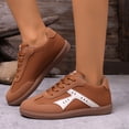 thumbnail image 4 of Rokment Women's Vintage Low Top Fashion Sneakers 2026 Spring Fall Trendy Casual Suede Leather Patchwork Comfortable Walking Running Tennis Flat Shoes Brown Size 7.5, 4 of 8