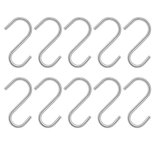 EeaseMX BESTOMZ - 100 ganchos resistentes de acero inoxidable en forma de S para cocina, cucharas, sartenes, ollas y utensilios, colgadores con cierre para puerta de armario o perchero.