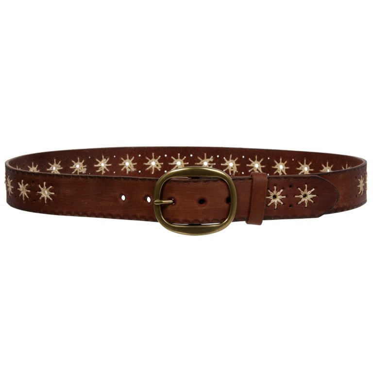 Brass Classic Oval 1 1/4 Inch Leather Belt