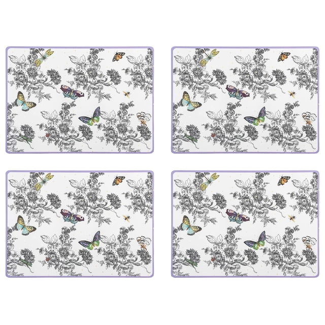 MACKENZIE-CHILDS Ensemble de 4 Napperons à Dos en Liège, Napperons à Fini Dur, Toile Papillon