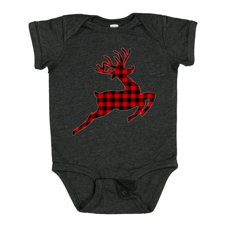 

Inktastic Plaid Christmas Reindeer Silhouette Gift Baby Boy or Baby Girl Bodysuit
