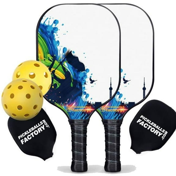 Pickleball Factory PB00037-3-G Pickleball Set - Cheers Best Pickleball Paddle, Outdoor Pickleball Set, Glassfiber Graphite