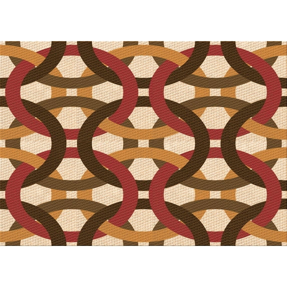 Ahgly Company Indoor Rectangle Patterned Brown Sand Brown Area Rugs, 5' x 8'