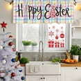 thumbnail image 5 of Easter Curtain Valances for Windows, Kitchen Valance Window Treatments Panel 2 Pack, Spring Leopard Printed Bunny Colorful Striped Rod Pocket Short Curtains for Bathroom Bedroom 42 x 18 Inch, 5 of 8