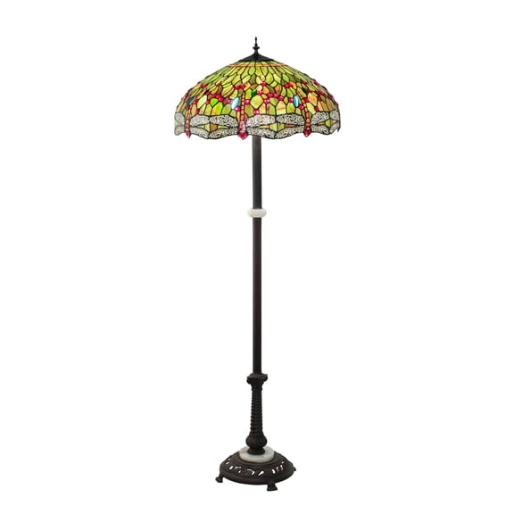 228851 Meyda 62" High Tiffany Hanginghead Dragonfly Floor Lamp
