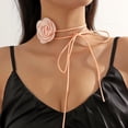 thumbnail image 5 of Gargantilla floral de terciopelo hecha a mano con diseño de cordones ajustables de 2 piezas, elegante collar de verano para bodas, fiestas y vacaciones, 5 of 5