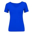 thumbnail image 5 of Helii Women's V Neck T Shirts – Short Sleeve Slim Fit T Shirt, Summer Basic Tees for Women, Solid Casual T Shirts with Regular Shoulder, Soft Lightweight Everyday T Shirts Blue,L, 5 of 5