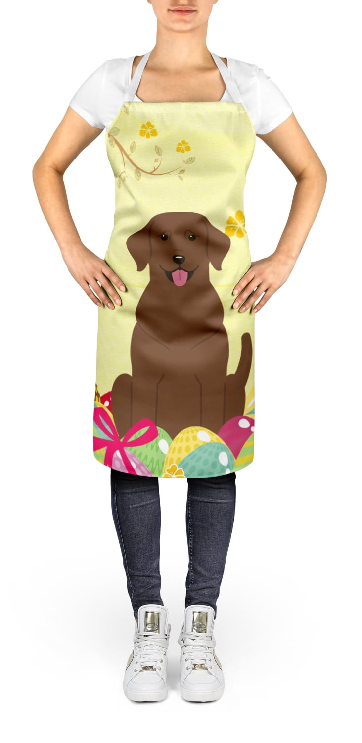 Carolines Treasures BB6056APRON Easter Eggs Chocolate Labrador Apron Large multicolor