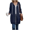 thumbnail image 7 of UngA Long Hoodie for Women Oversized Fleece Long Sleeve Sweatshirts Casual Fall Jacket Coat with Pocket Zip Up Hoodies for Women (Navy,XL), 7 of 7