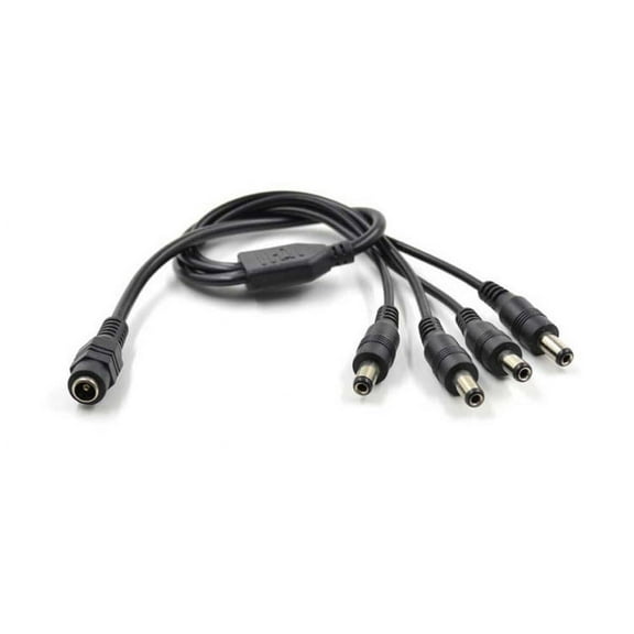 4-Plug Tip Splitter 4-Way Power Cord Cable For CCTV Surveillance Security Cameras Cameras GW124CA GW12V5A GW12V7A GW128CA