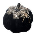 thumbnail image 2 of Halloween Pumpkin Decor - 4" Flocked Black Ornament for Tabletop (Thanksgiving Centerpiece, Vintage Gothic Home Accent & Witch Party Supplies), 2 of 6