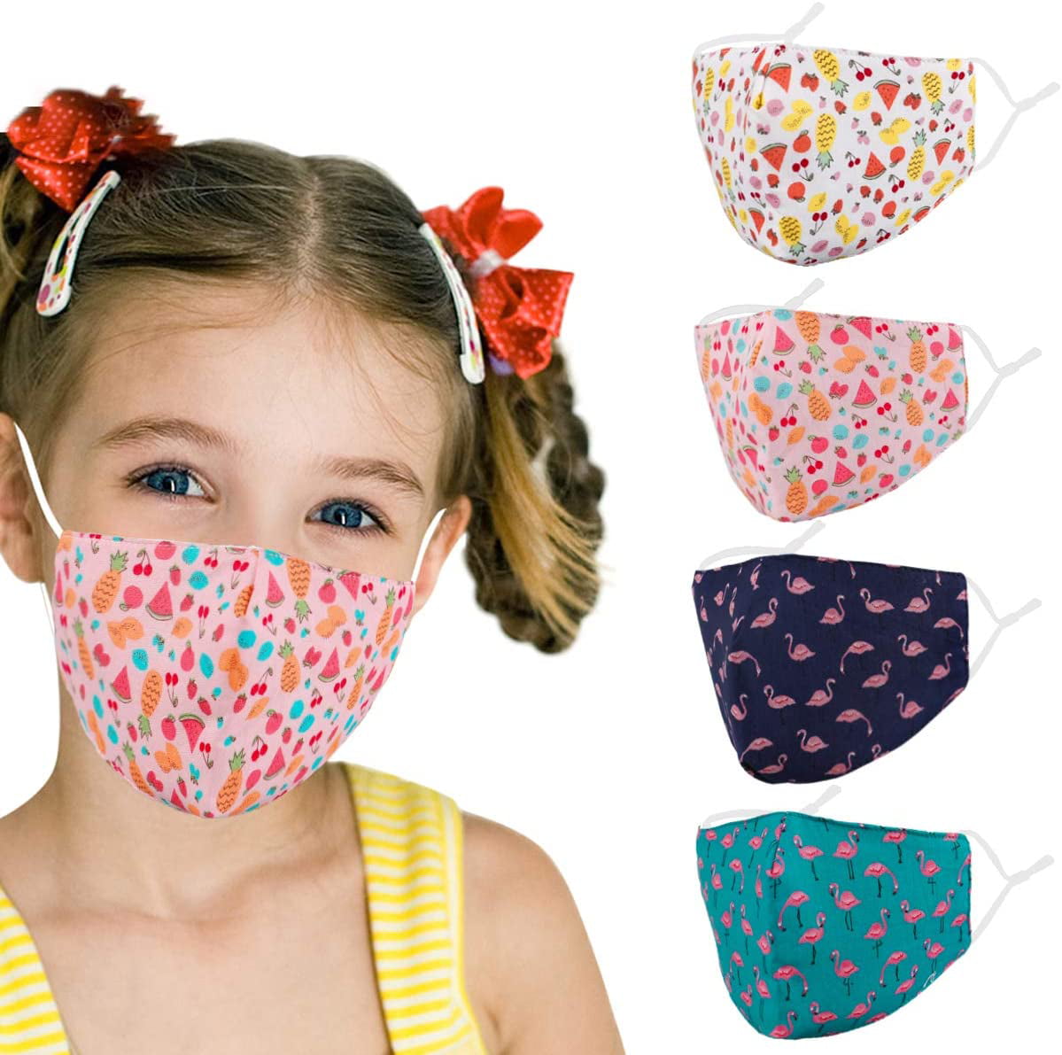Gift for Boys Girls… 5 Packs Kids Washable Face Mask 3D Adjustable Breathable Reusable Cloth Facemask with Nose Wire 