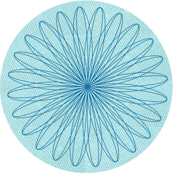 Ahgly Company Machine Washable Indoor Round Transitional Electric Blue Area Rugs, 7' Round