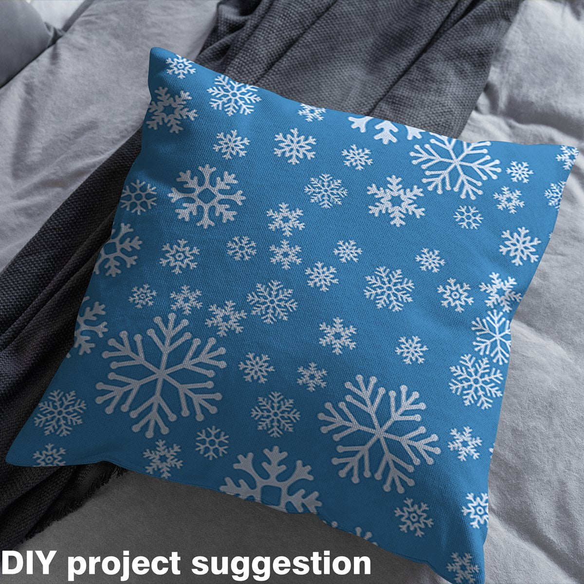 Homewish Cartoon Christmas Snowflake Fabric by the Yard 2 Yard,Merry Xmas Room Decor Fabric by the Yard,Blue White Fabric for Sewing For Girls Boy,Breathable Home Decor