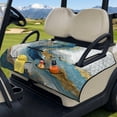 thumbnail image 3 of Whosucclay Blue Gold Abstract Swirl Print Golf Cart Seat Blanket, 4 Storage Pockets Golf Cart Bench Seat Covers for Ezgo TXT RXV 2 Passenger Golf Carts Club Car, 3 of 9