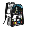 thumbnail image 3 of Zufioo I Love With Autism To The Moon And Back Print Transparent Backpack, 16-inch PVC Waterproof Schoolbag, Suitable for Campus Work and Travel, Unisex, 3 of 7