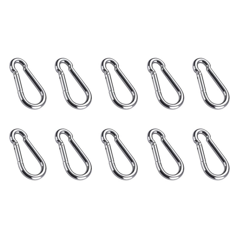 Lot of (10) 7/16 x 4-3/4 Zinc-Plated Spring Loaded Snap Hook Caribener  Clips for Keychain, Backpack, Outdoors 40328-10 