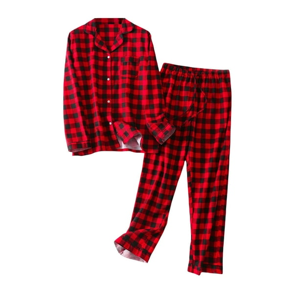 ZHENHONG Pajamas for Women, Flannel Pajamas Set Brushed Cotton Button Tops Pants Sleepwear Set Cozy Warm Winter Loungewear, Women's Sleepwear Black