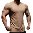 thumbnail image 2 of BRANROY Men's Short Sleeve T-Shirt Crew Neck - Solid Workout Gym Shirts for Men Summer Casual Breathable Slim Fit Muscle Tee,Khaki 2XL, 2 of 6