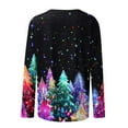thumbnail image 5 of asdoklhq Christmas Womens Long Sleeve Tops Women's Casual Christmas Print Round Neck Long Sleeve T-Shirt Loose Top Multicolor 3X, 5 of 5