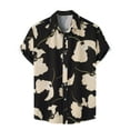 thumbnail image 2 of EGNMCR Men Casual Buttons Color Block Print With Pocket Turndown Short Sleeve Shirt Blouse, 2 of 9