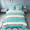thumbnail image 3 of Homewish Blue White Gray Striped King Bedding, Modern Minimalist King Bed in a Bag, Gray Reversible, 7-Piece, 3 of 7