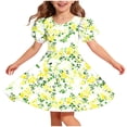 thumbnail image 2 of Amidoa Girl Dresses Skater Short Sleeve Twirl A-Line Dress Summer Casual Sundress for Kids Yellow Size 11, 2 of 7