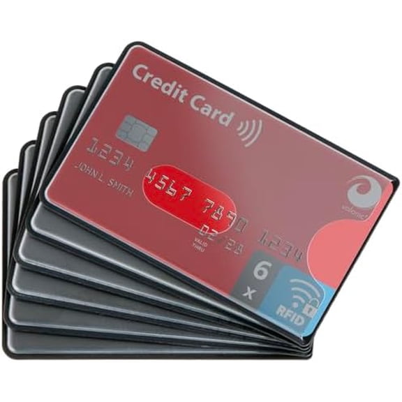 set of 6 RFID blocking sleeves - transparent front, Credit Card Protector sleeve for wallet - Protection block for Debit Card and Metro Card$$Office