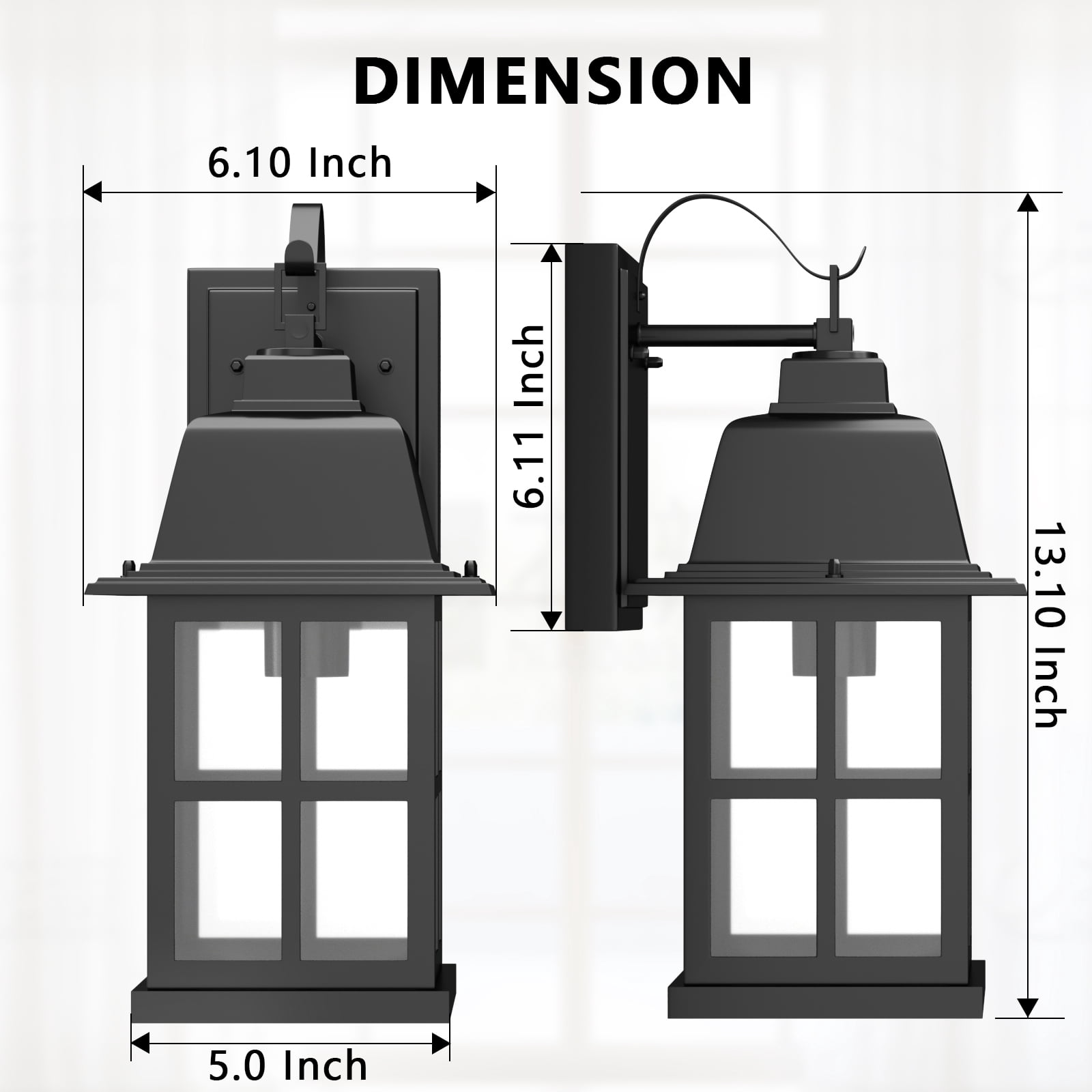 GEYANG Outdoor Light Fixtures Wall Mount, 100% Aluminium Waterproof Exterior Wall Lantern, Anti-Rust Outside Black Wall Sconce Porch Lights for House Garage, Doorway, Bulbs Not Included