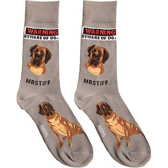 Foozys Mens Crew Socks | Cute Dog Dad Funny Gift for Canine Pet Novelty | 1 Pair - Mastiff