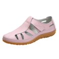 thumbnail image 4 of Closed Toe Work Sandals for Women 2025 Spring Summer Leather Non Slip Gladiator Flats Walking Shoes, 4 of 5