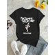thumbnail image 2 of Camiseta con estampado gráfico de esqueleto y letras, cuello redondo y manga corta, ropa de mujer, camisetas informales, 2 of 6