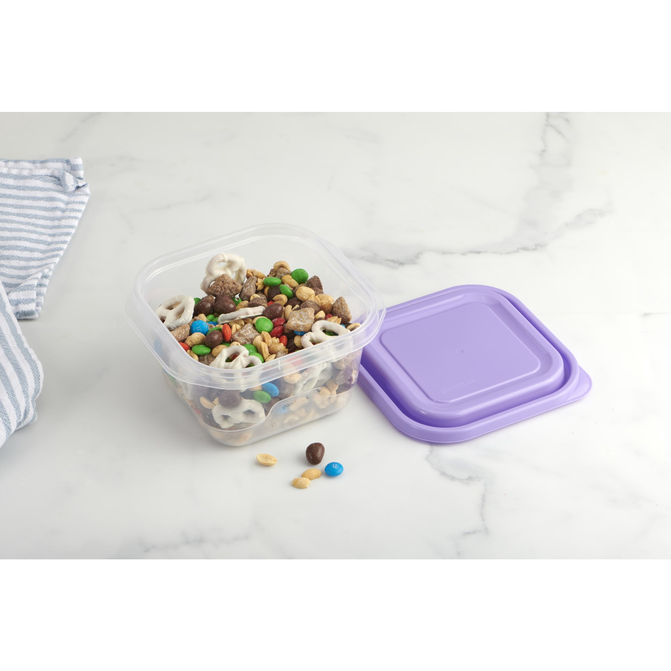 GoodCook EveryWare Large 5.2 Cup Square Food Storage Container, Set of 10, Purple, BPA Free