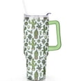 thumbnail image 2 of 40oz Fashionable Funny Green Cactus Stainless Steel Flip Straw Tumbler Spill Proof Travel Cup Double Wall Vacuum Insulated Coffee Mug with Top Handle, 2 of 6