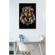 The Wizarding World: Harry Potter - Floral House Crests Wall Poster, 22.375 x 34, Framed