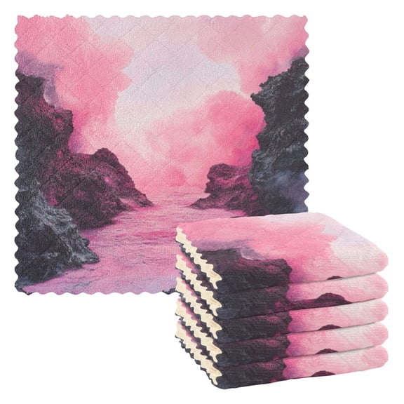 6 Pieces of Kitchen Towels 11x11Inch Kitchen Dish Cloths Kitchen Dish Towels Reuseable Cleaning Cloths Pink Lava