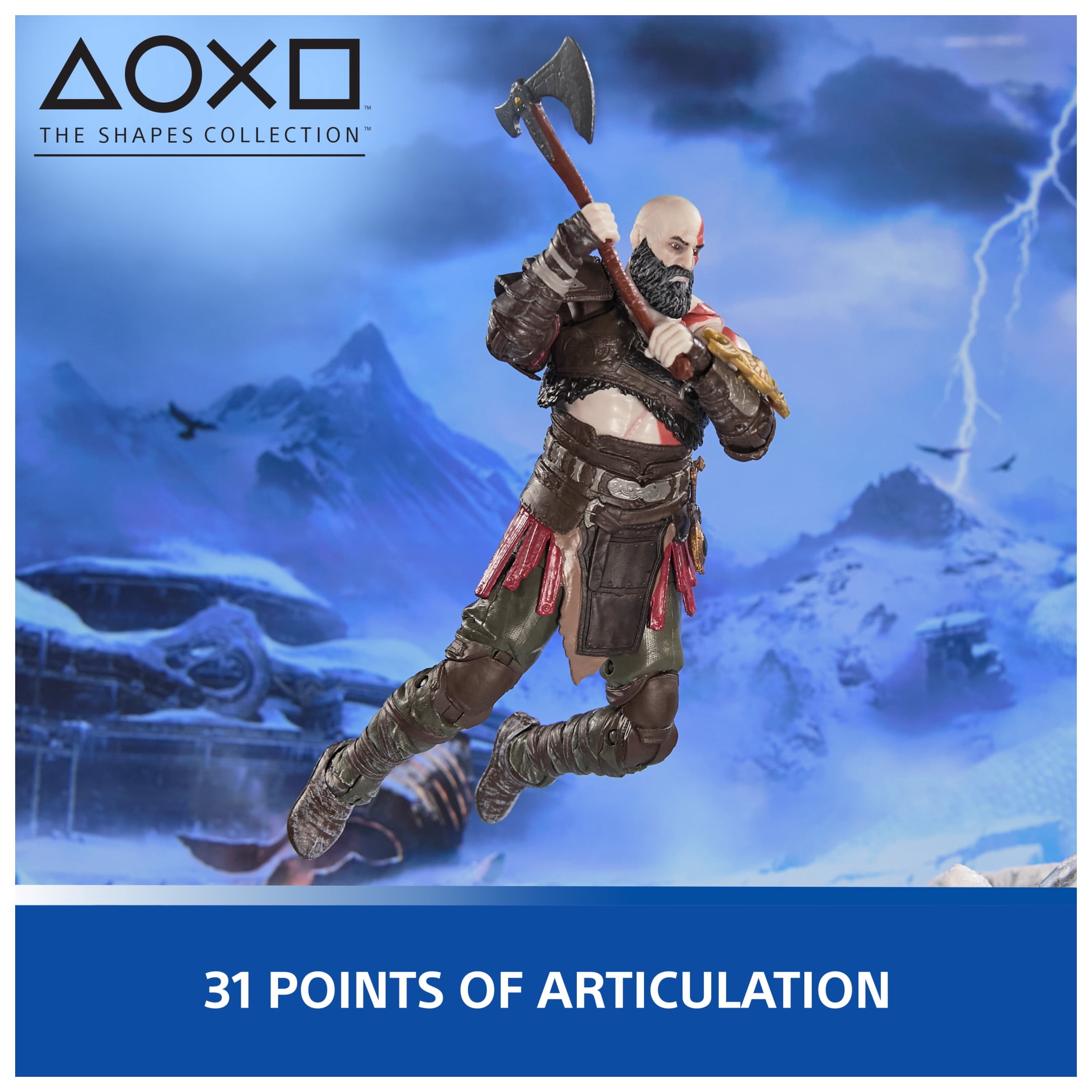 PlayStation God of War Ragnarök, 6” Kratos Action Figure with 5 Accessories, 17+