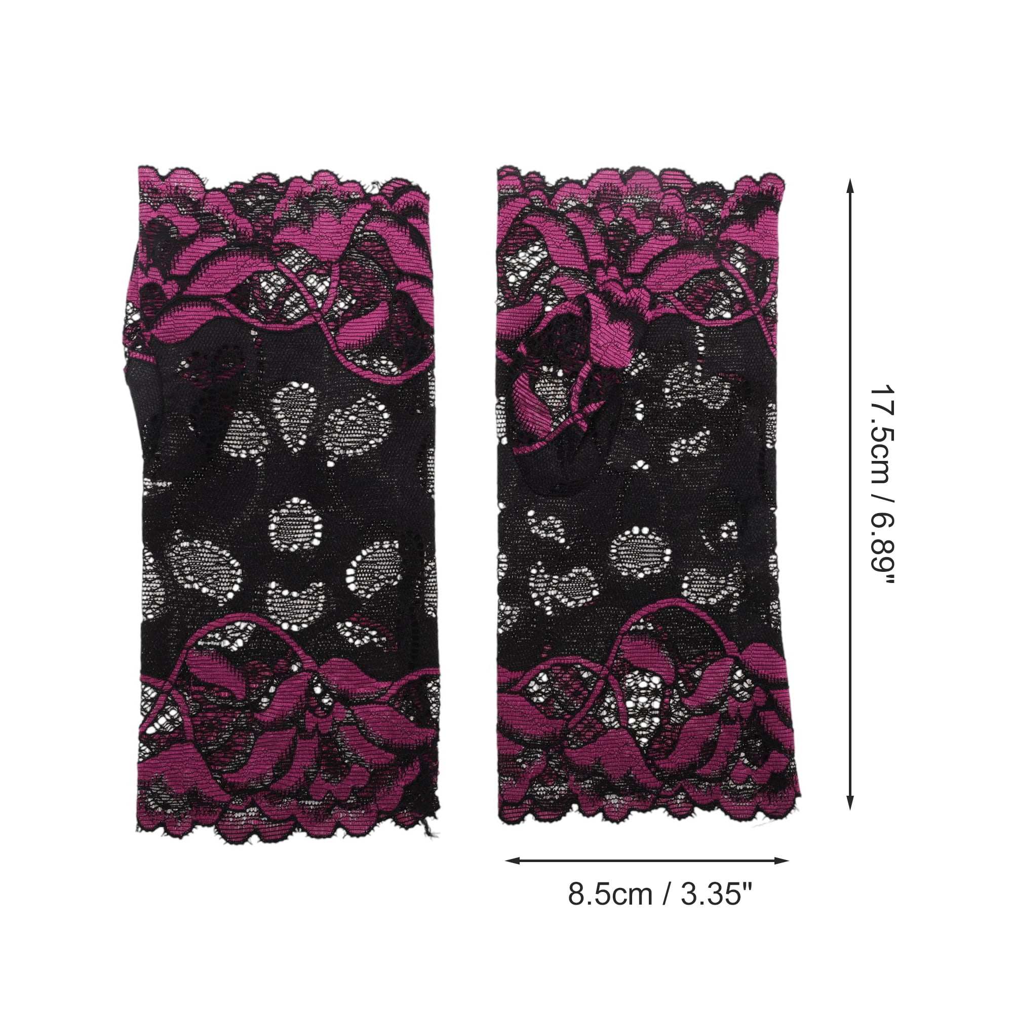 Unique Bargains Anti-slip Lace Manicure Gloves 1 Pair Rose Red