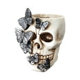 thumbnail image 2 of Halloween Skull, White Resin Skull, Halloween Party Decoration with Butterfly Embellishments, Medium Size, Durable Resin Material, Multifunctional Halloween Skull Ornament, 2 of 6