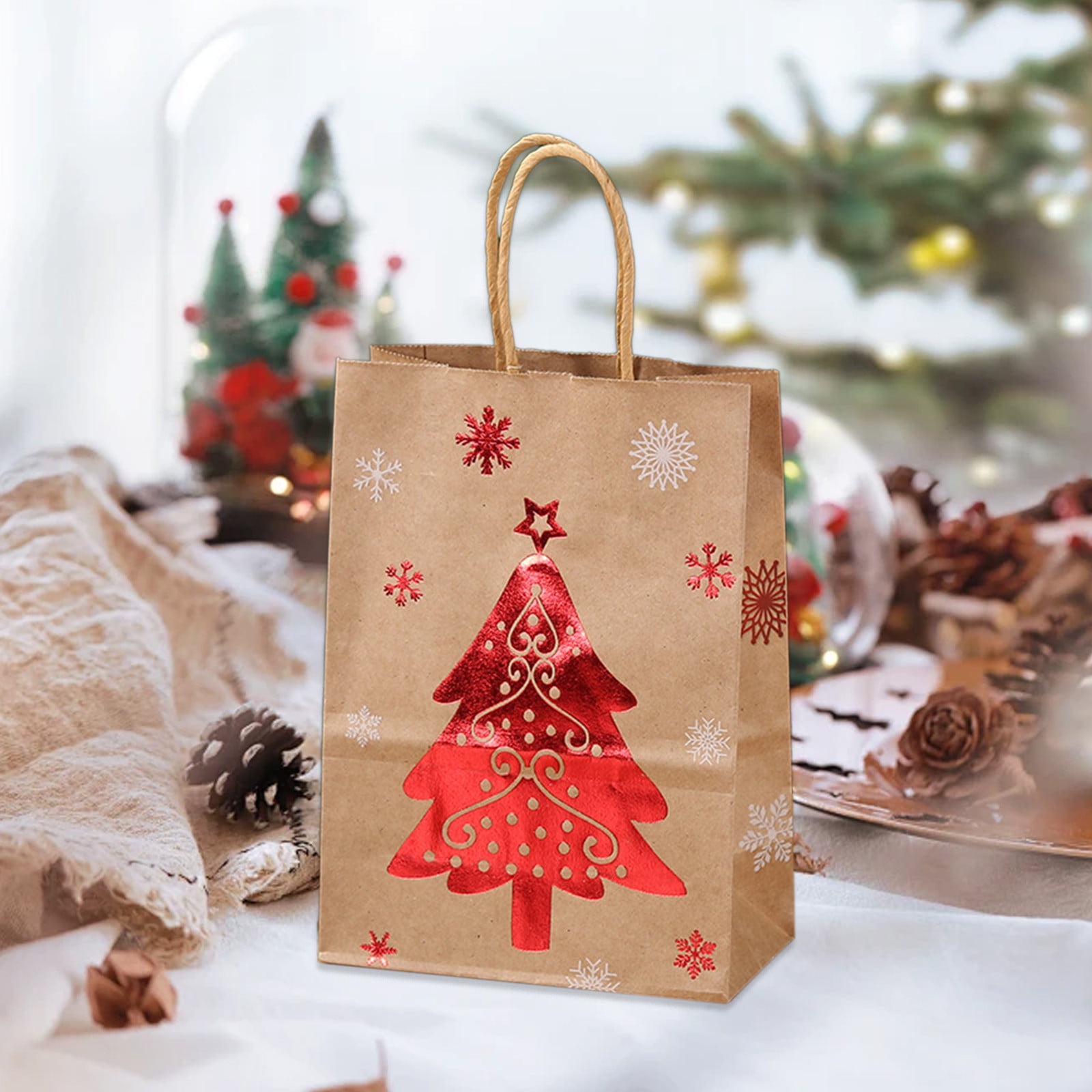 Dvkptbk Sacs Cadeaux De Noël Sacs Fourre-Tout Avec Poignées, Sacs D'Épicerie Réutilisables En Non-Tissé Pour Emballage Cadeaux Magasinage, Fournitures De Fête De Noël, 12.69.86.7 Pouces