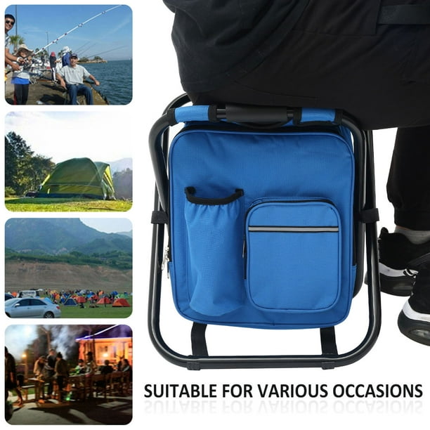 Camping Fishing Chair Bag Foldable Camping Chair with Cooler Bag Waterproof Fishing  Stool Collapsible Camping Hunting Fishing Chair Storage Bag with Portable  Belt for Outdoor Fishing Beach Hiking 