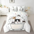 thumbnail image 2 of Manfei Funny Cute Cat Bedding Comforter Set 7-Piece for Child, Kawaii Cartoon Kitten King Bedding Sets, Pet Animal Lover Reversible Bed Sheets, Lightweight Room Decor, 2 of 7