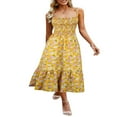 thumbnail image 1 of Robe d'Été Femmes Bretelles Spaghetti Imprimé Floral Robe Longue Casual Sans Manches une Ligne Swing Robe Maxi, 1 of 3