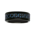thumbnail image 3 of Mens Stainless Steel Black and Blue Carbon Fiber Wedding Band, 3 of 5