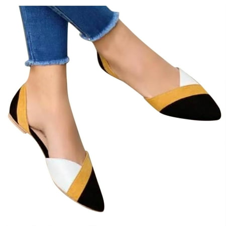Oyedens Womens Dress Shoes Colored Fashion Pointed Toe Slip on Flats Loafers Office Work Walking Flat