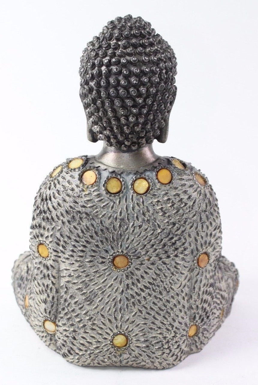 Feng Shui 10" Grey and Bronze Buddha Dhyani Mudra Home Decor Peace Statues