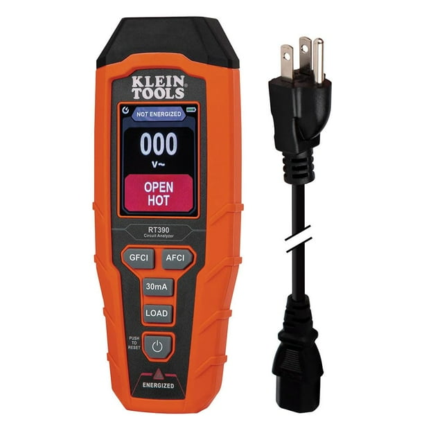 Analizador de circuitos Klein Tools RT390 con comprobador LCD, GFCI y AFCI