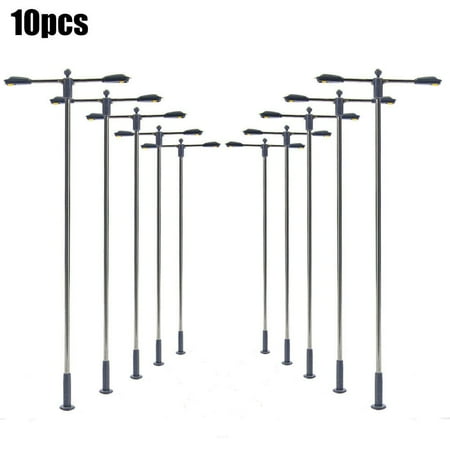 

LIKEM LED Double Whip Lamps H0/00 Gauge Street Lamp Flexible Height 10pcs