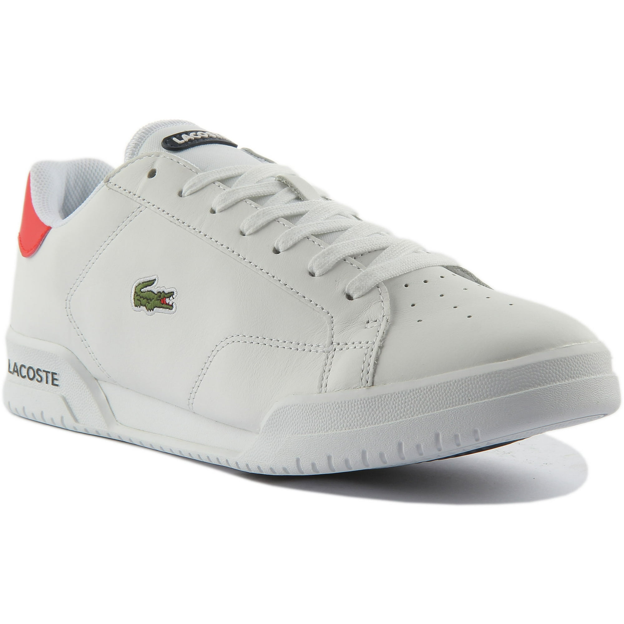 Lacoste Twin Serve Men's Lace Up Leather Shoes in White Red Size 8 - Walmart.com